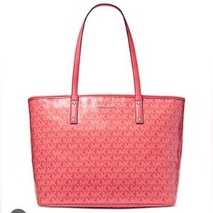 MICHAEL MICHAEL KORS Logo Carter Large Top Zip Tote Bag in Geranium